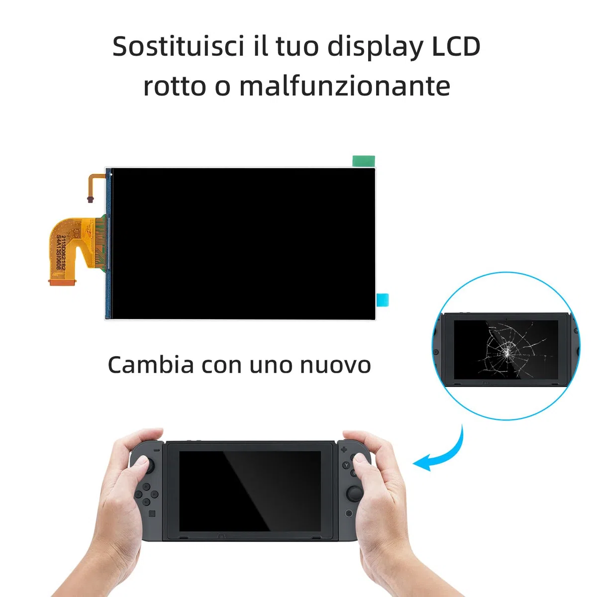 Wigearss Schermo LCD di Ricambio e Kit di Strumenti di Riparazione per Nintendo Switch