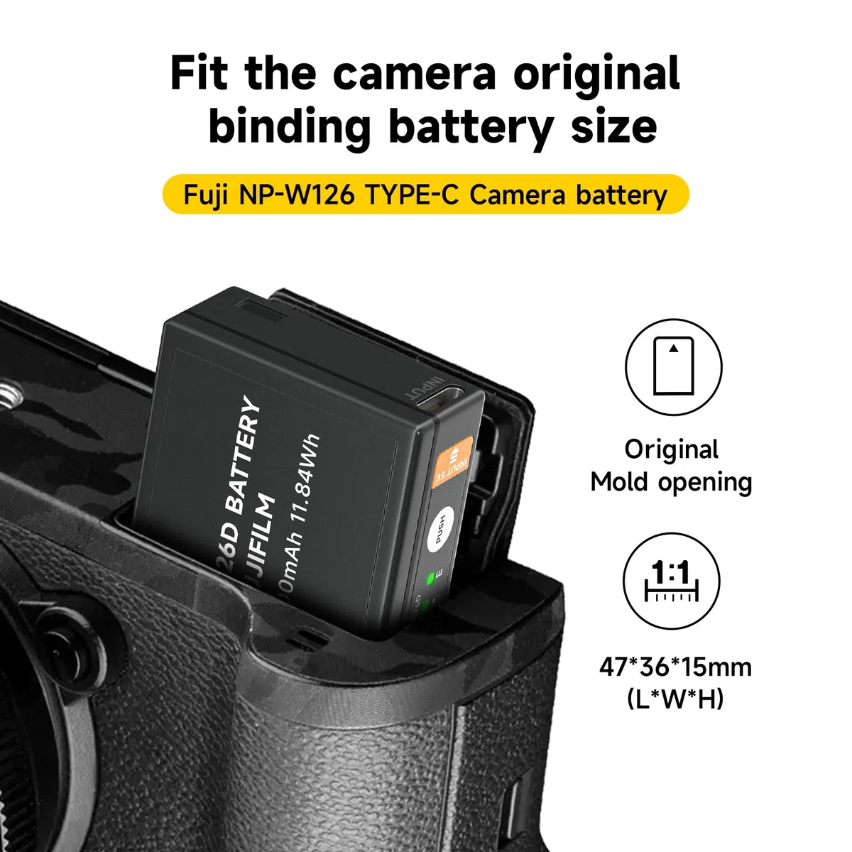 Confezione da 3 batterie NP-W126S 1600 mAh USB Type-C, compatibili con Fuji X-T100,X-T200,X100F,X100V,X-S10,X-A5,X-A10,X-E3,X-E4,X-Pro2,X-Pro3,X-T1,X-T2,X-T3,X-T10,X-T20,X-T30,X-T30 II