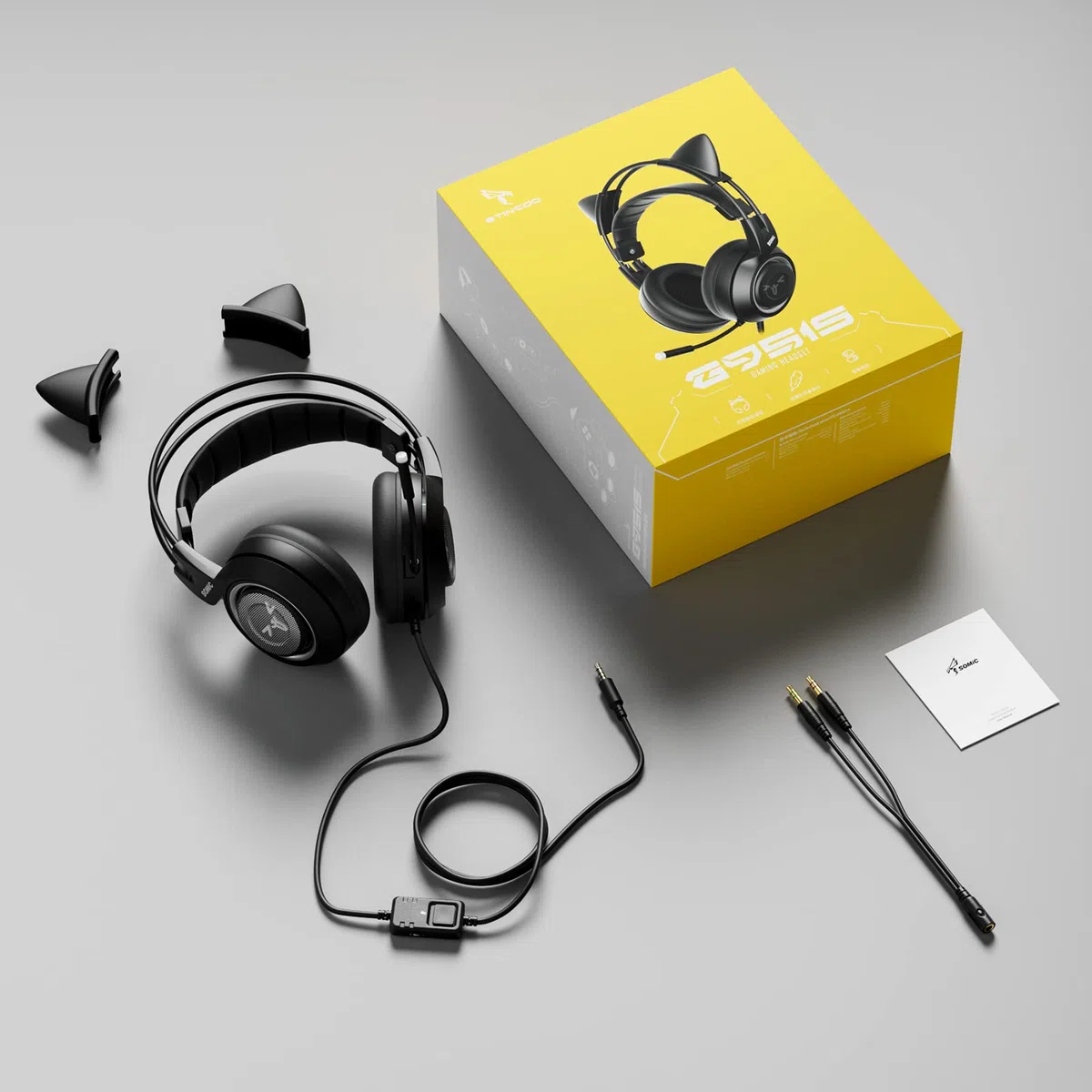 Somic Cuffie da Gioco per Xbox One, PS4, PC, Audio Surround Stereo con Eliminazione del Rumore, Orecchie di Gatto Rimovibili