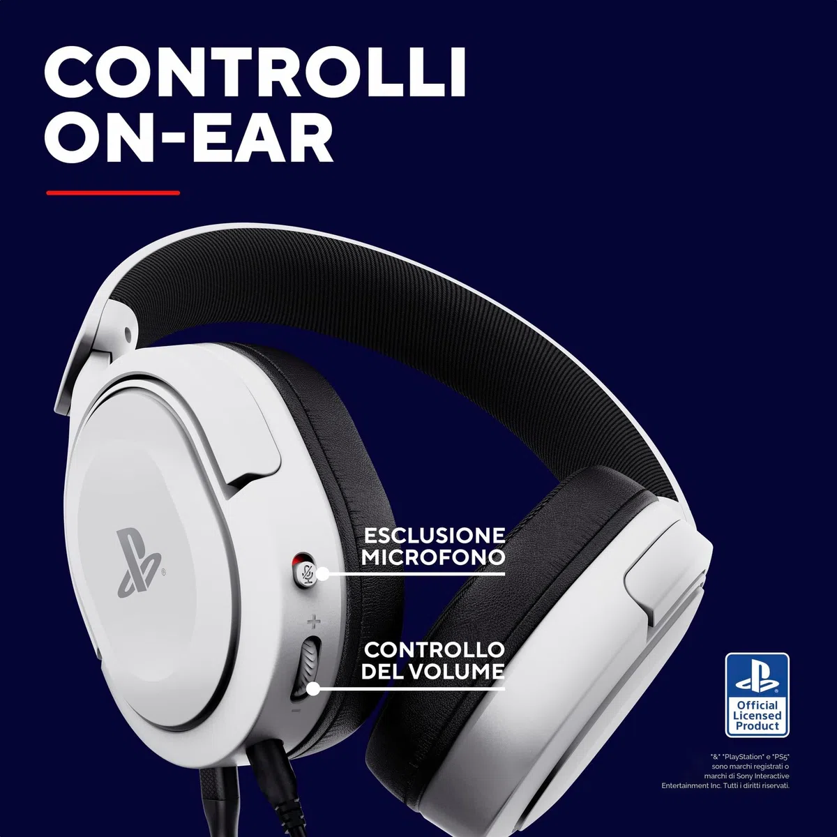 Trust Gaming GXT 498W Forta Cuffie Ecosostenibili PS5 PS4 Over-Ear Microfono Staccabile Cavo 1.2 m Jack 3.5 mm Bianco