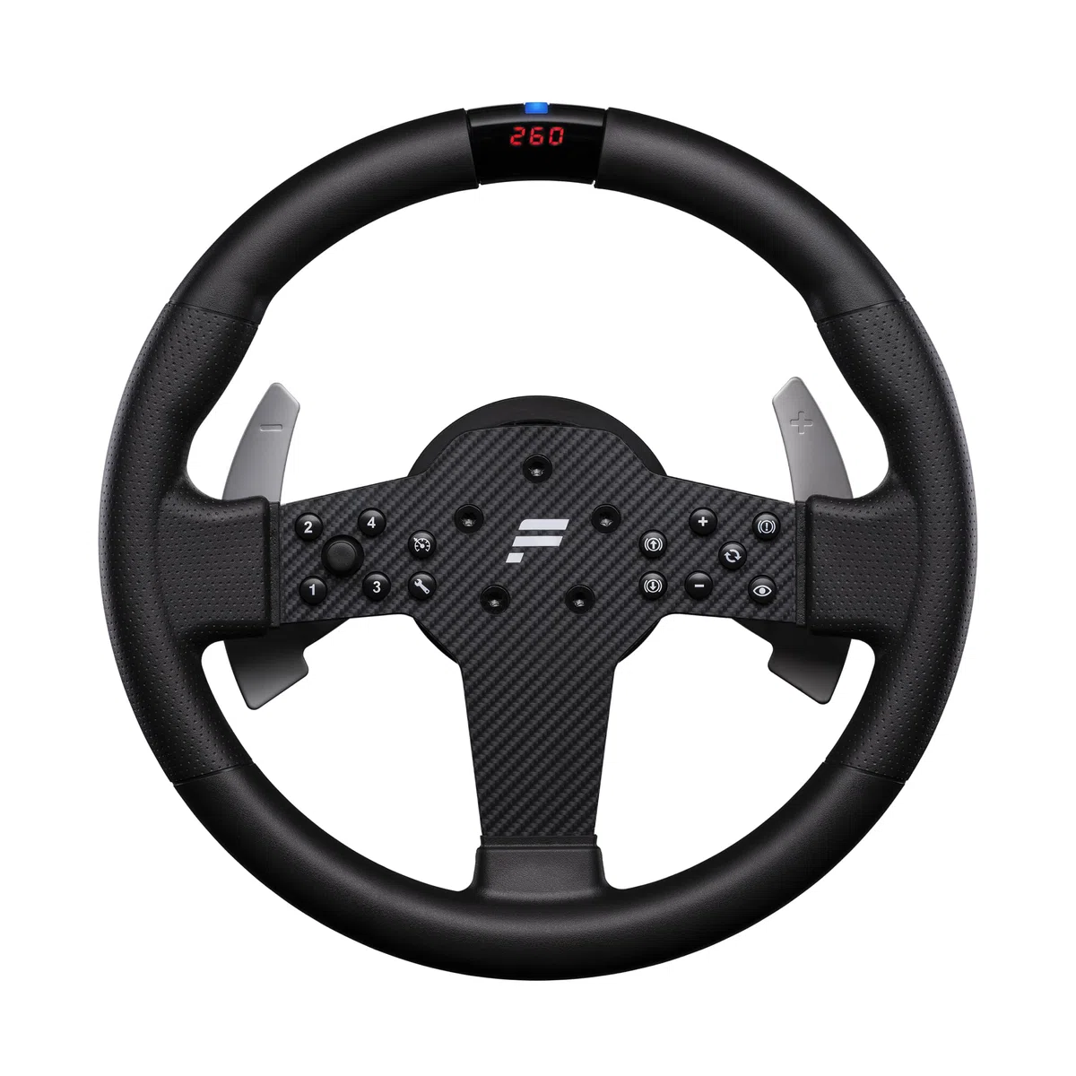 FANATEC Sim Racing CSL Manubrio P1 V2 (QR2 LITE) – Nero | Impugnatura In Gomma, RevStripe, Display a LED, Palette del Cambio in Metallo, Lato Manubrio QR2 LITE Pre-installato, PC