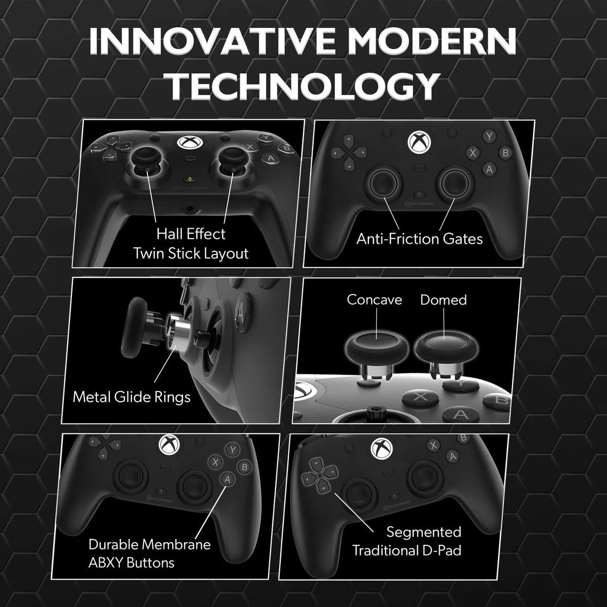 Hyperkin The Competitor Controller cablato per Xbox Series X|S, Xbox One e PC - Joystick effetto Hall e trigger di impulsi, layout simmetrico, USB-C, anti-deriva, D-Pad di precisione, ergonomico