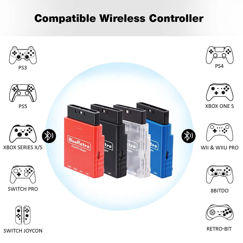 Bluetooth Adapter Wireless Converter per PS2 PS1 Console di Gioco Bianco