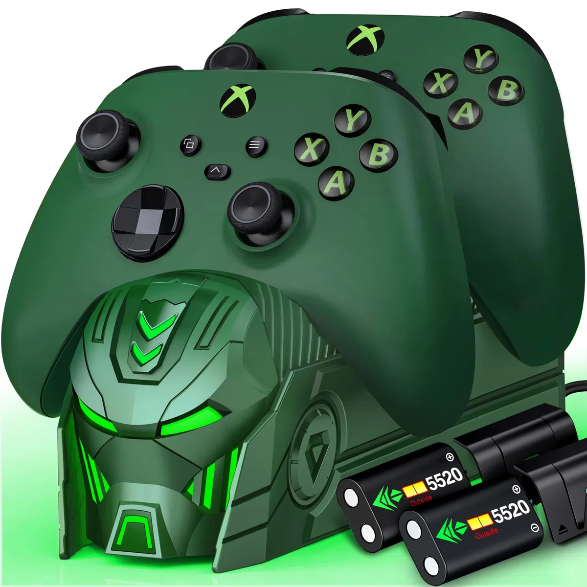 Dock di ricarica HELLCOOL per controller Xbox con batteria ricaricabile da 2x5520mWh per Xbox Series X|S, Xbox One/Elite/S|X Controller, confezione di batterie per caricabatterie Xbox con vano