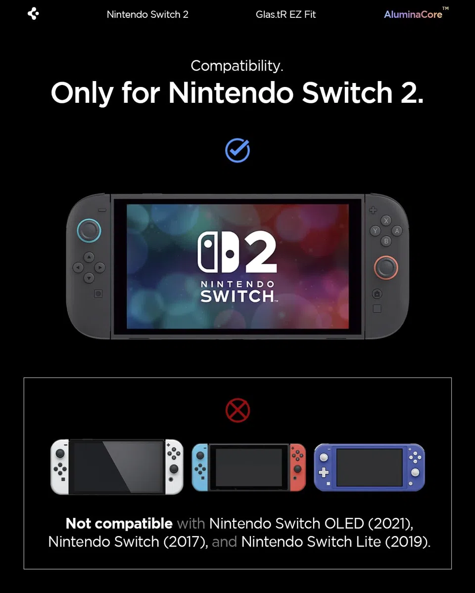 Spigen Glas.tR EZ Fit Vetro Temperato compatibile con Nintendo Switch 2 2025, con Kit di Installazione, Durezza 9H Protezione Schermo Cristallina