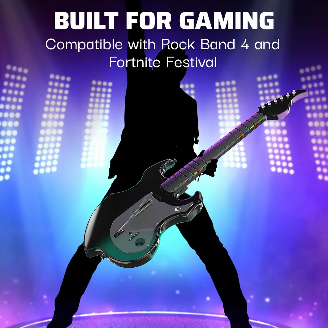 PDP Gaming RIFFMASTER Wireless Guitar Controller for Xbox Series X|S, Xbox One, & Windows 10/11 PC, Black