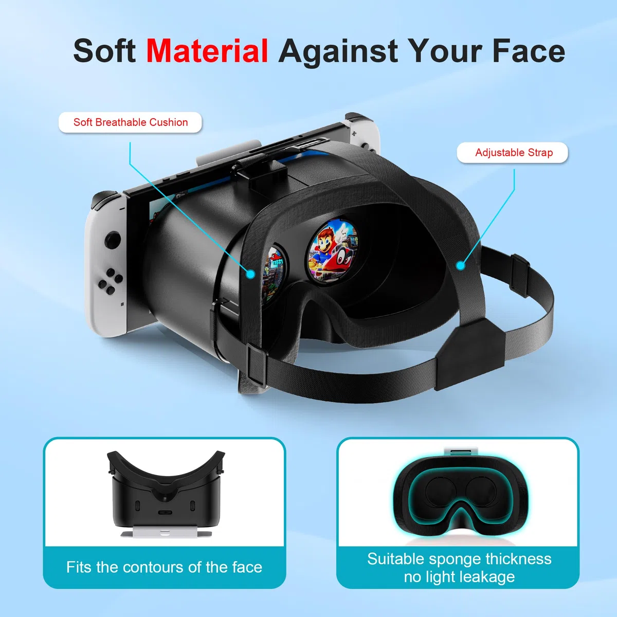Nintendo Switch VR occhiali lenti HD regolabili fascia comoda kit 3D accessori