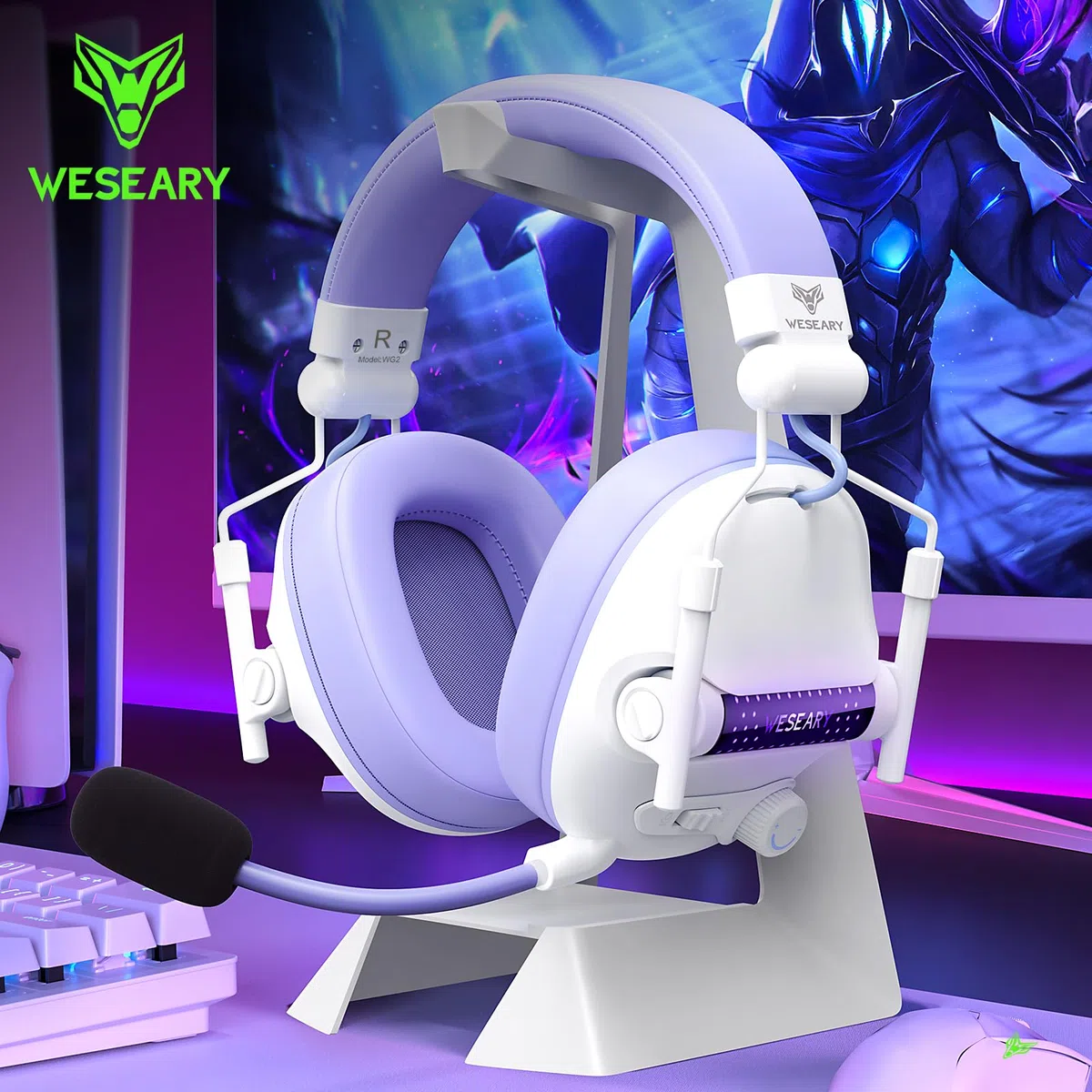 Cuffie da Gaming Over Ear con Cancellazione Rumore e Mic per PS4 PS5 PC Xbox One Switch, Memory Foam RGB 3.5mm
