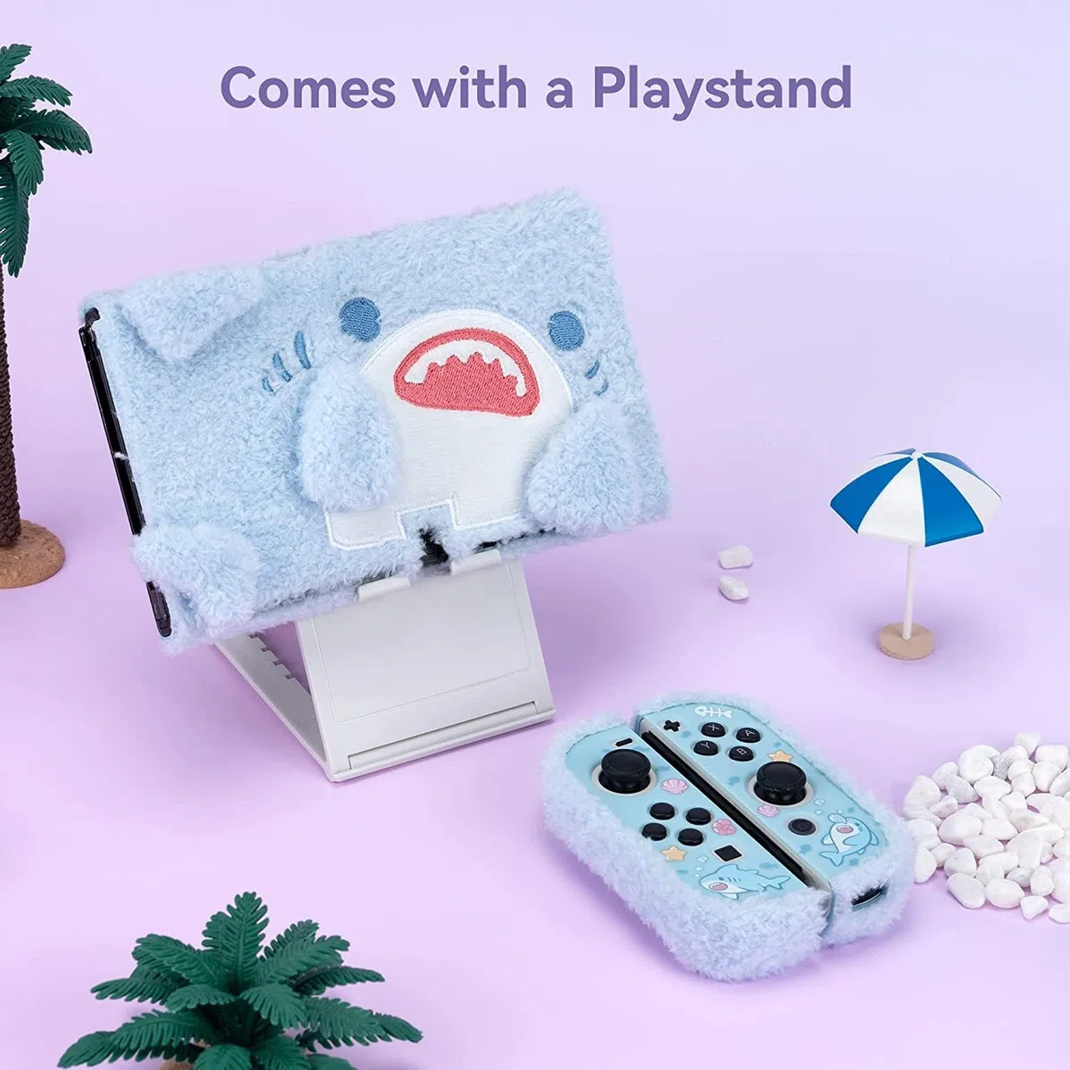 GeekShare Custodia in peluche carina - Custodia antiurto e resistente ai graffi compatibile con la console OLED Switch e - Peluche Squalo