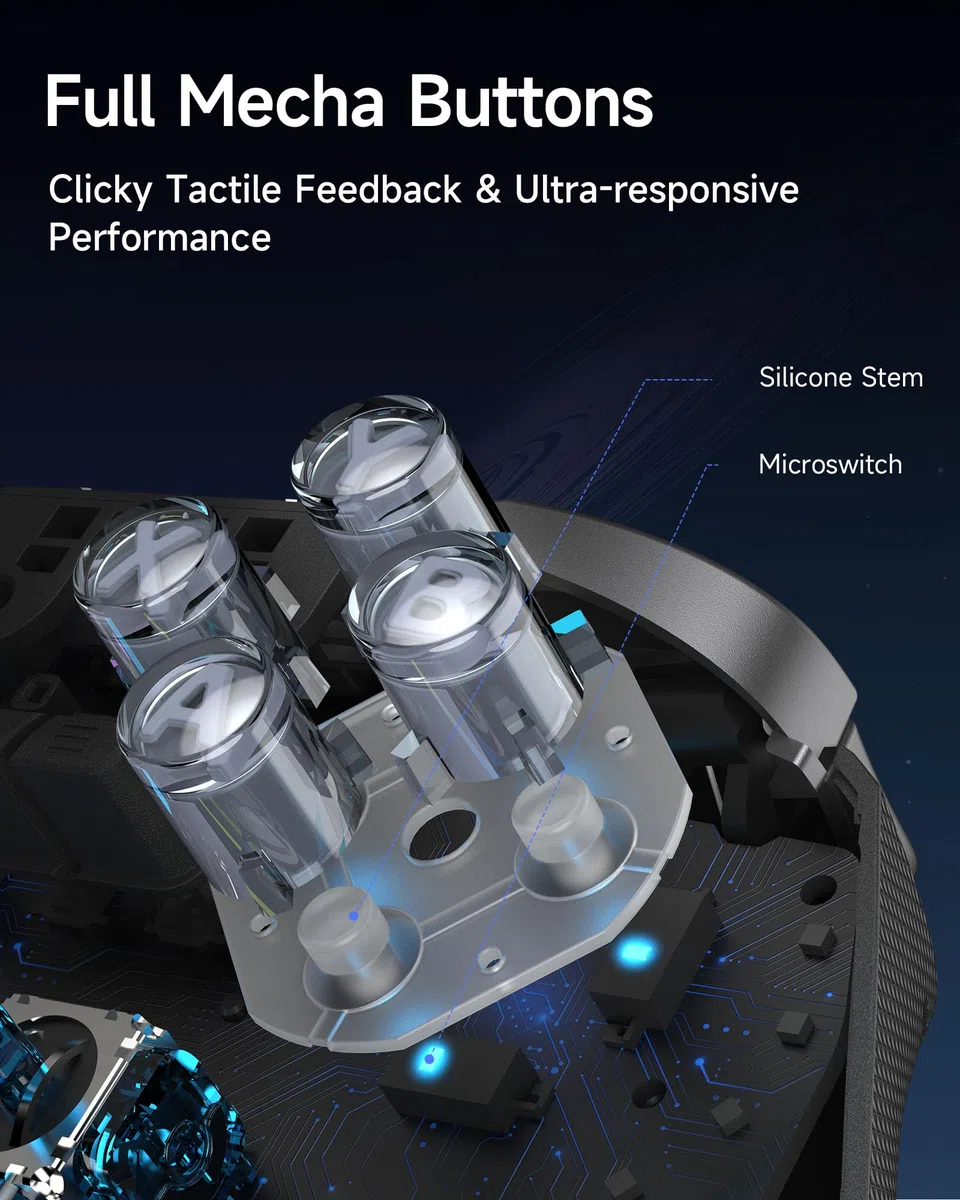 EasySMX D10 Controller PC Wireless – Joystick TMR, Grilletti Dual-Mode, Tasti Meccanici, Polling 1000Hz, RGB – Bluetooth Gaming Controller per PC/Switch/Switch 2/ iOS con Dock di Ricarica–Nero