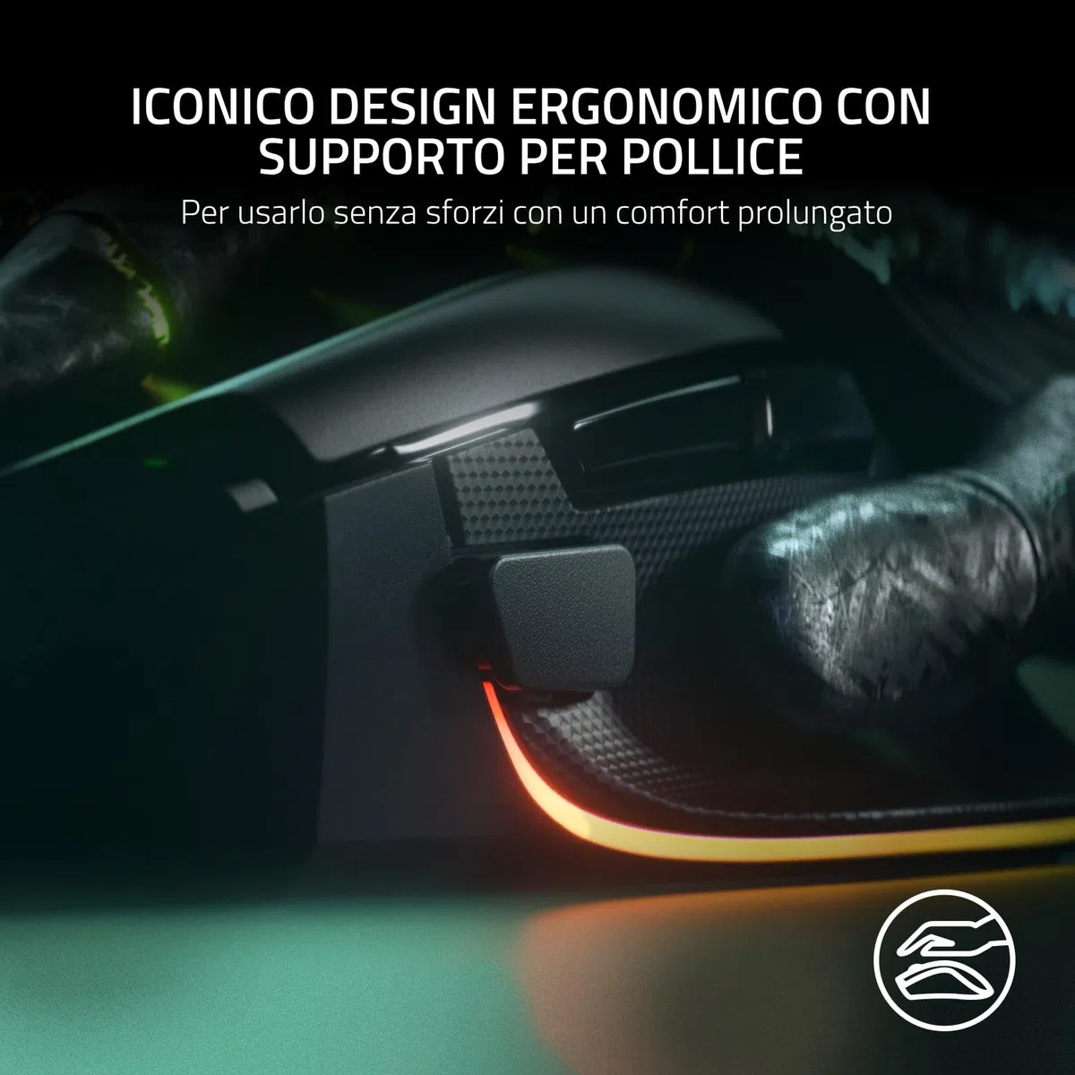 Razer Basilisk V3 Mouse da Gioco Cablato Personalizzabile 26K DPI Nero