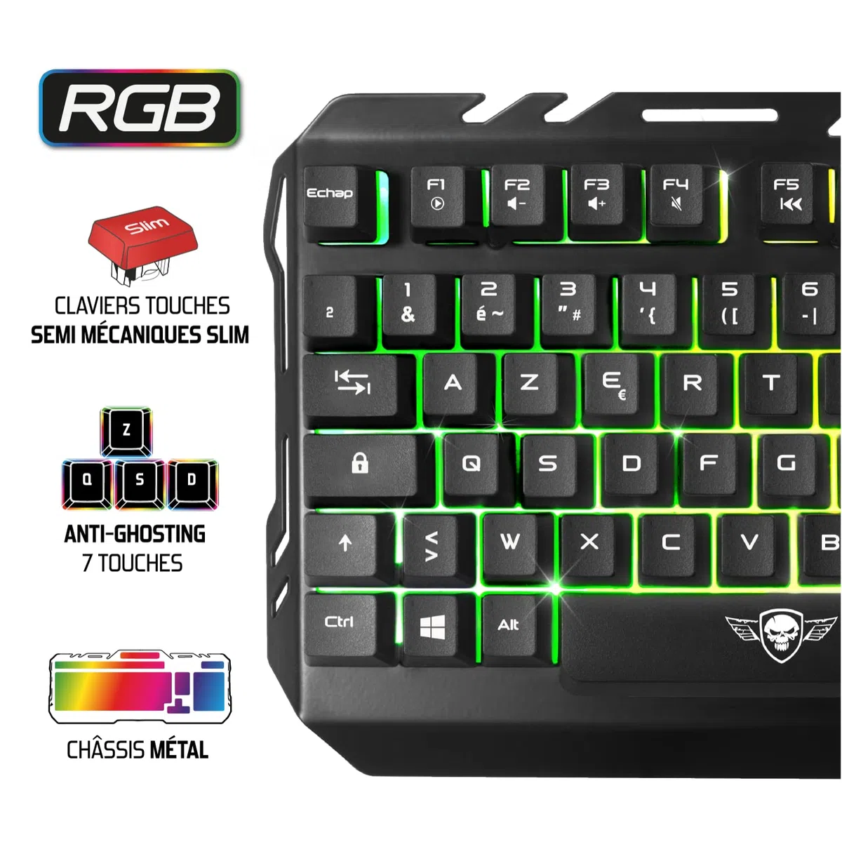 SPIRIT OF GAMER Pro-MKH5 - Kit Gaming 4 in 1 - Tastiera RGB AZERTY Anti-Ghosting, Mouse 7 Pulsanti 6400 DPI, Cuffie, Tappetino Antiscivolo - Compatibile con PC PS4 PS5 Xbox One Mac