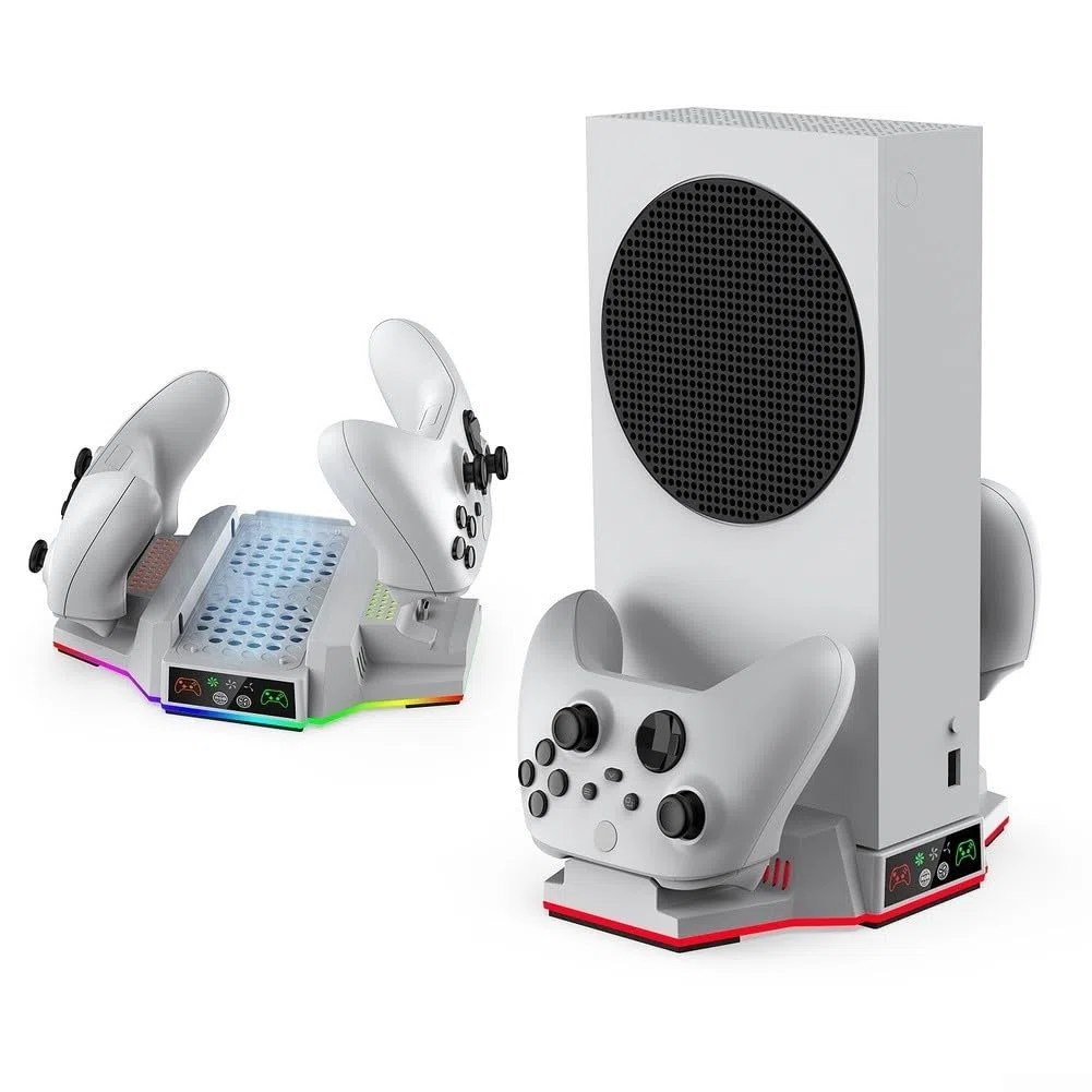 Stazione di Ricarica Doppio Controller con Ventole e Luci LED RGB per Xbox Series S, Supporto Console Nero