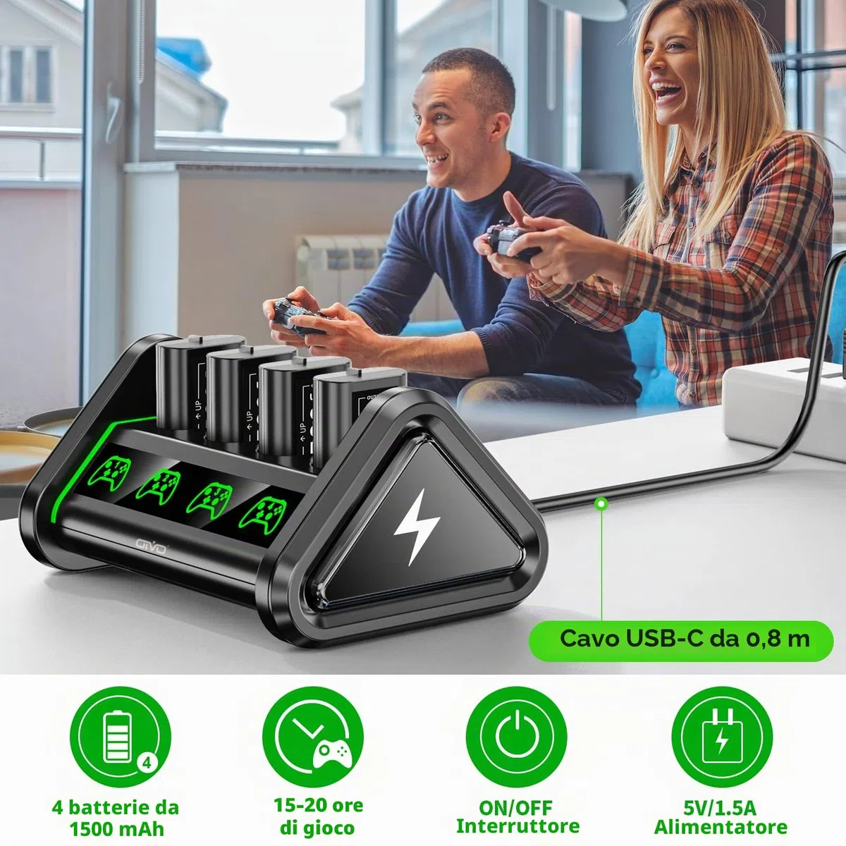 OIVO 4x4880mWh Batterie Ricaricabili per Controller Xbox One/Series X|S/Elite