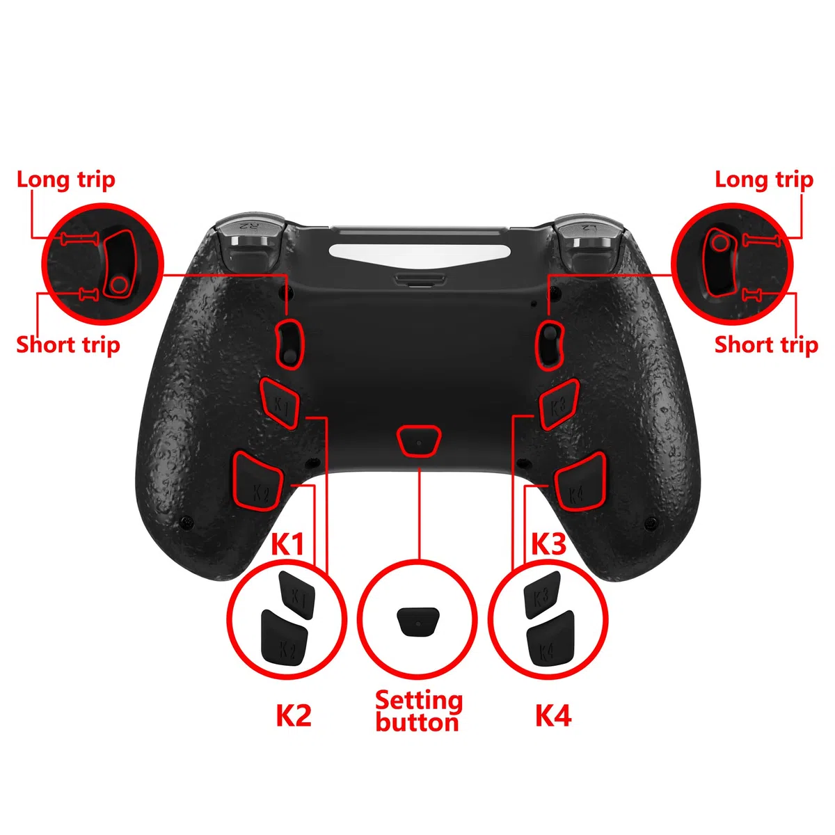 eXtremeRate DECADE Torneo Kit ps4 Controller CUH-ZCT2 Cover Shell Tasti Posteriori Trigger Stop Nero