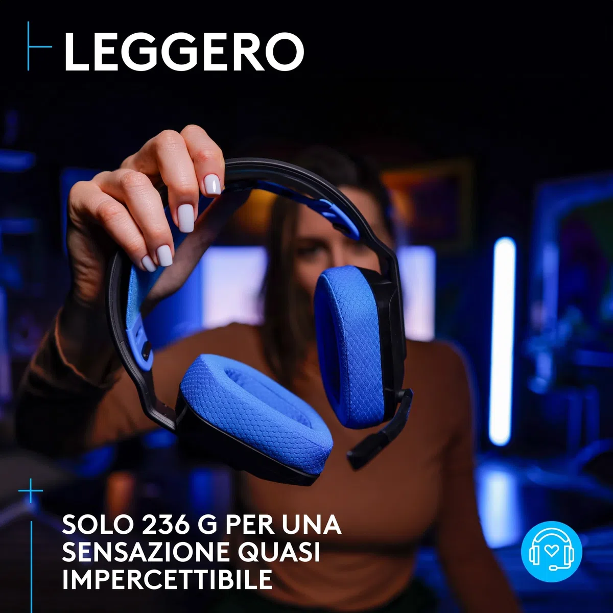 Logitech G G535 Lightspeed Cuffia gaming wireless leggera microfono flip-to-mute 33 ore batteria PS5 PS4 PC USB-C Nero blu