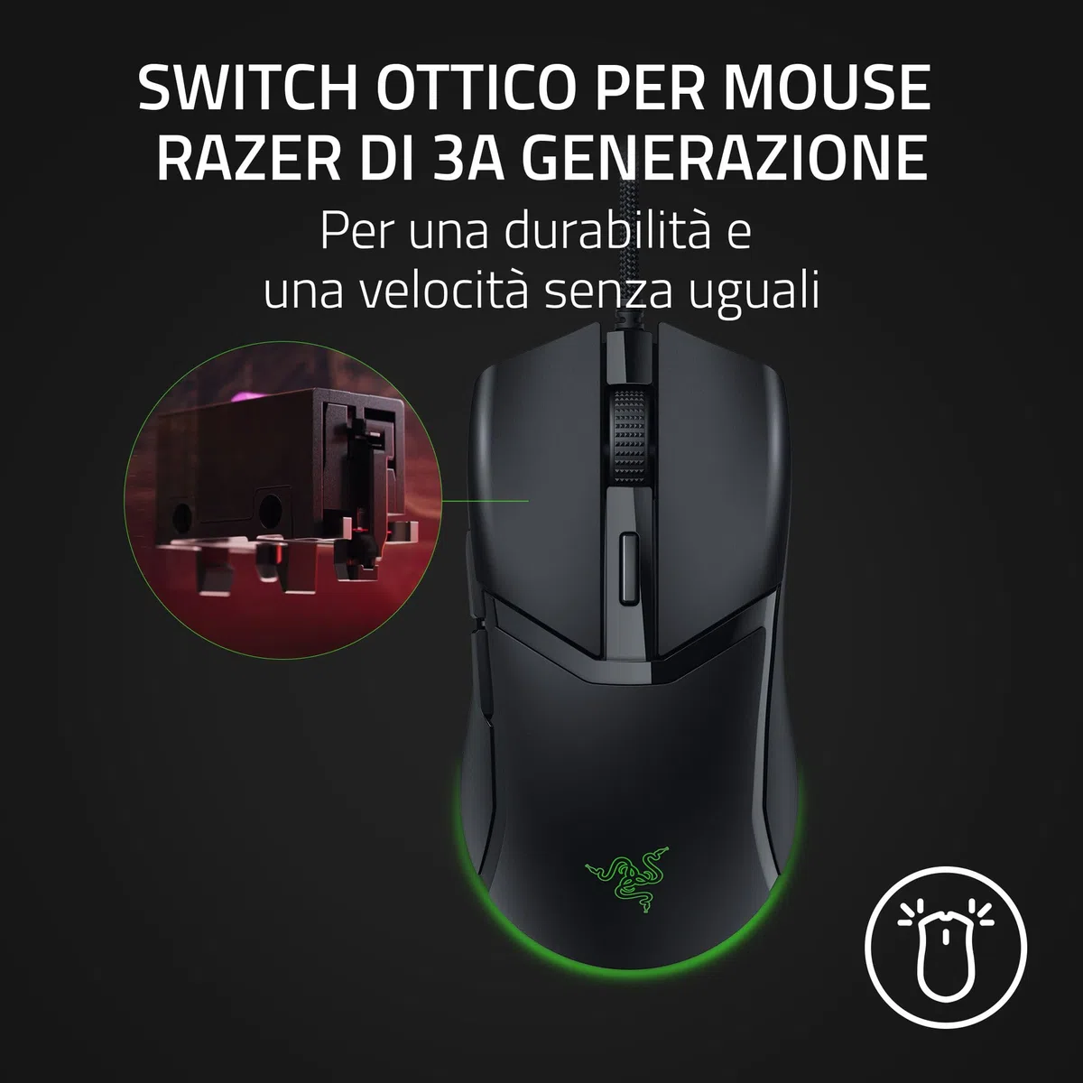 Razer Cobra Mouse da gioco cablato leggero Chroma RGB 57g Nero