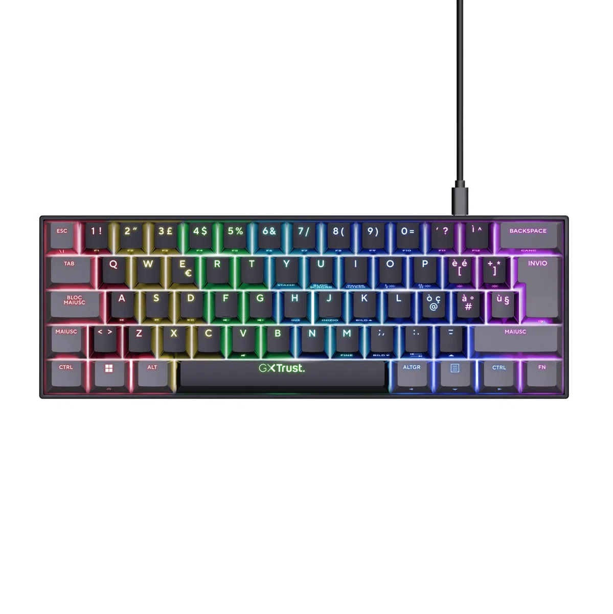 Acira Tastiera Meccanica 60% Layout Italiano QWERTY Retroilluminata RGB Gaming Programmabile USB Nero
