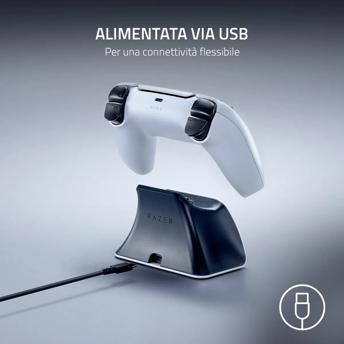 Razer Base di Ricarica Rapida Universale per PS5 - Caricabatterie Rapido per controller PS5 (Ricarica Rapida, Compatibilità Universale, Sistema a Contatto Magnetica) Midnight Black