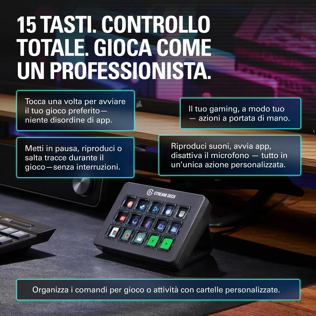 Elgato Stream Deck Scissor Keys Controller flusso lavoro tasti macro personalizzabili OBS Twitch Discord Windows 10 macOS 13