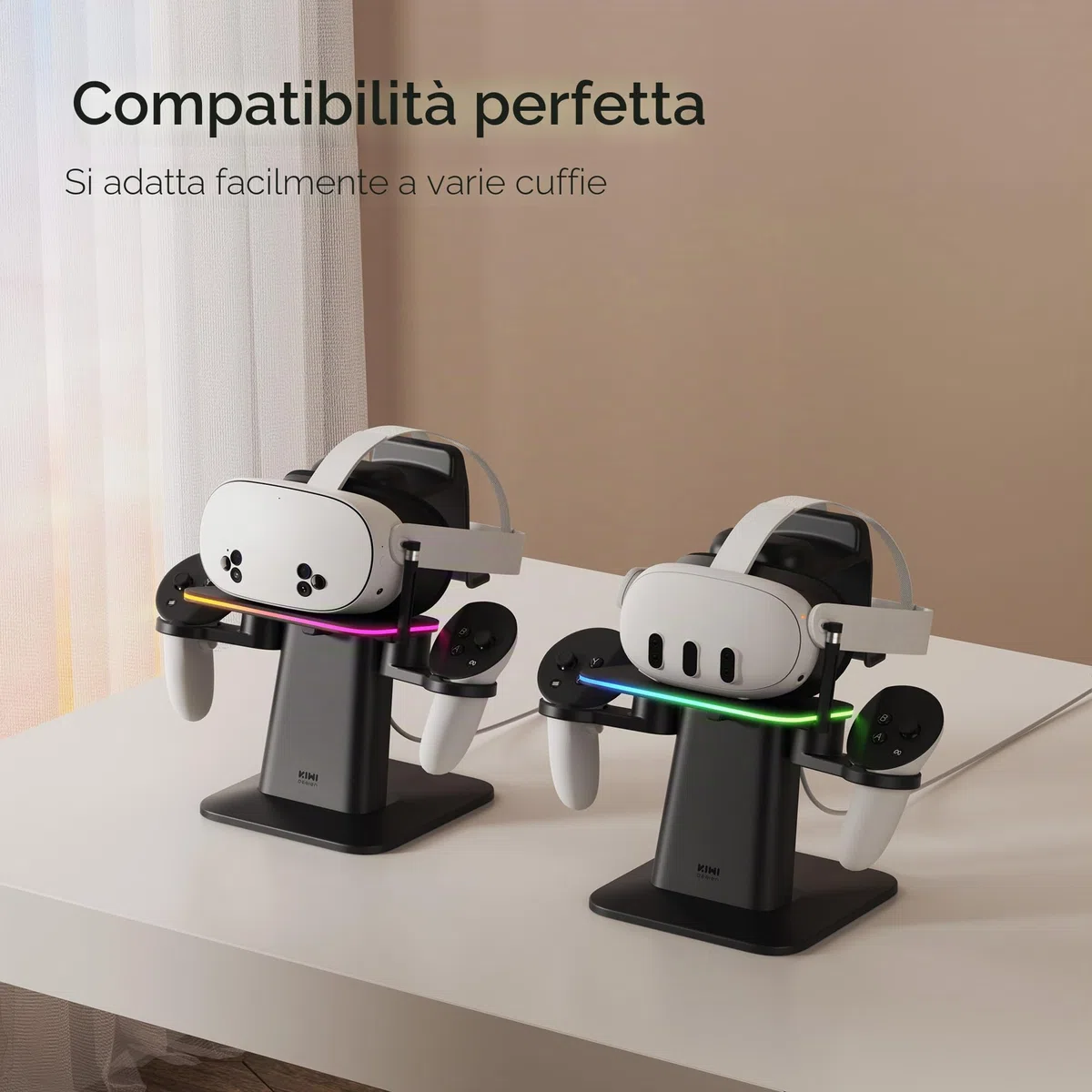 KIWI Design Dock di Ricarica per Accessori Quest 3S/Quest 3/Quest 2/Quest Pro, Accreditate da Meta