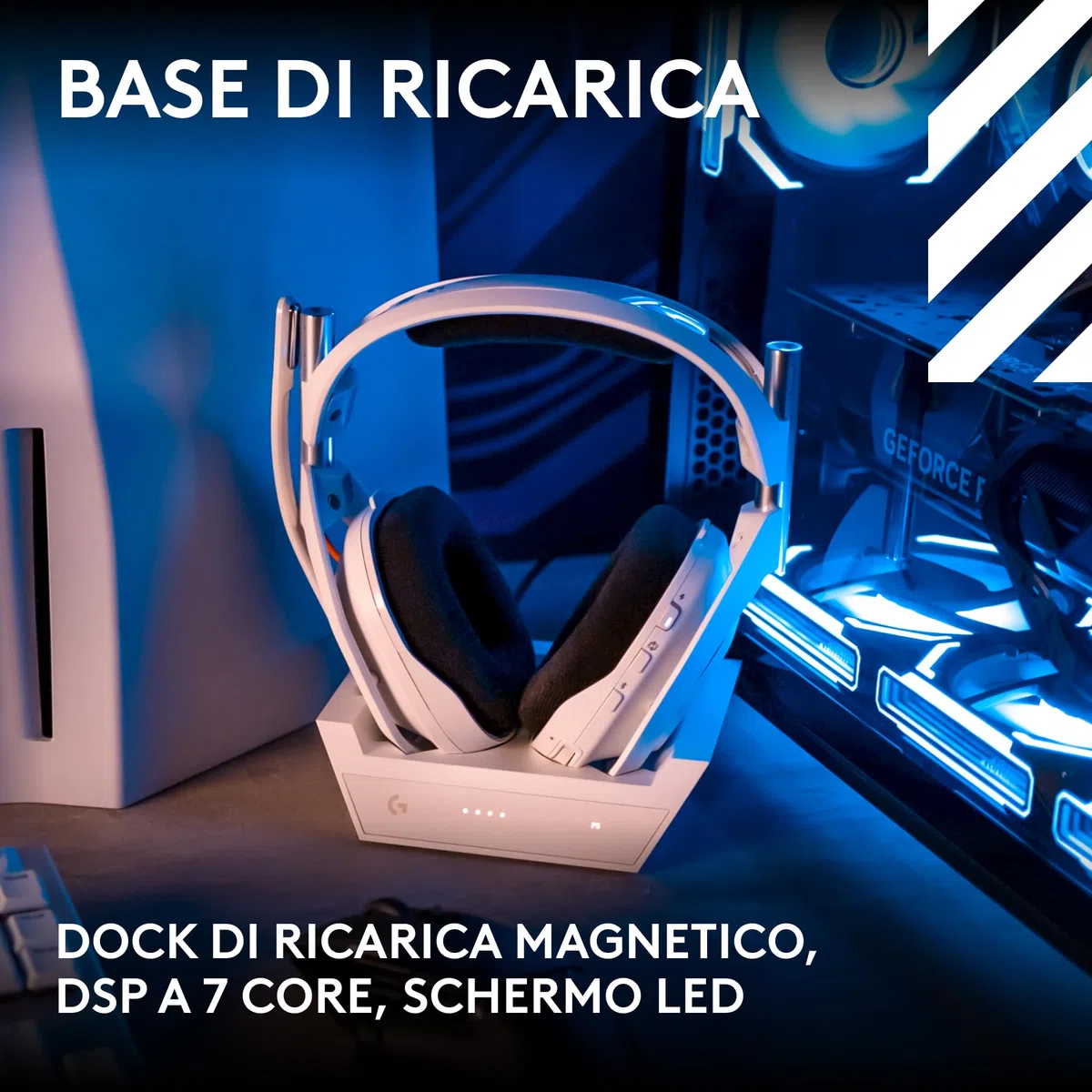 Logitech G Astro A50 X Wireless Gaming Headset with Microphone, PRO-G GRAPHENE, LIGHTSPEED, PLAYSYNC, Bluetooth, HDMI 2.1 Pass-Thru for Xbox Series X|S, PS5, PC, Nintendo Switch, White