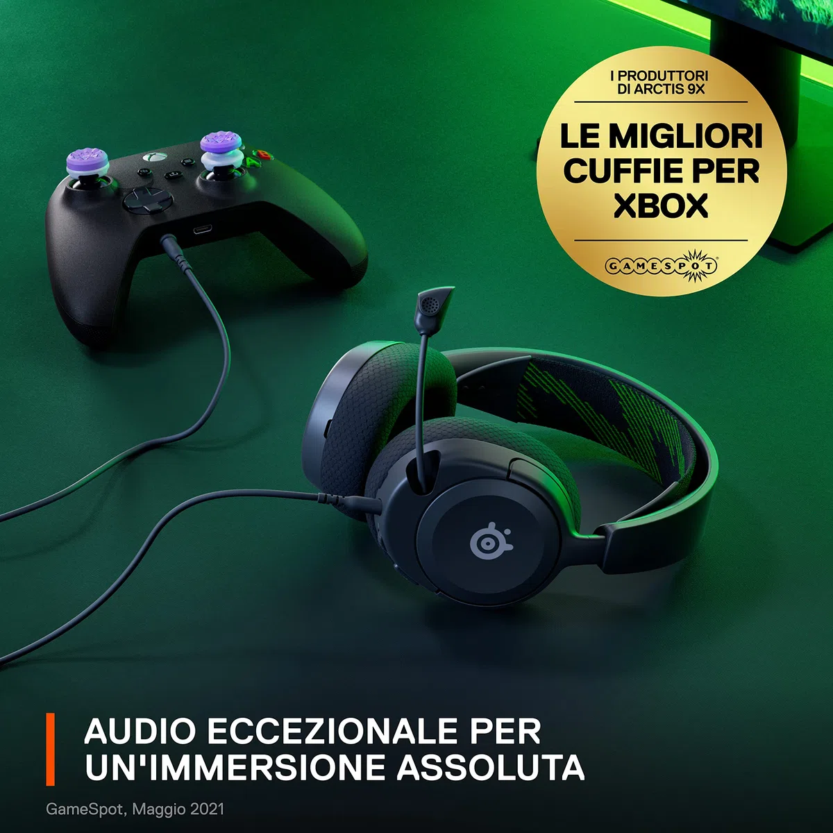 SteelSeries Arctis Nova 1X Cuffie da gaming multisistema Driver Hi-Fi Audio spaziale 360° Memory foam Ultra leggere Xbox PS5 PS4 PC Switch