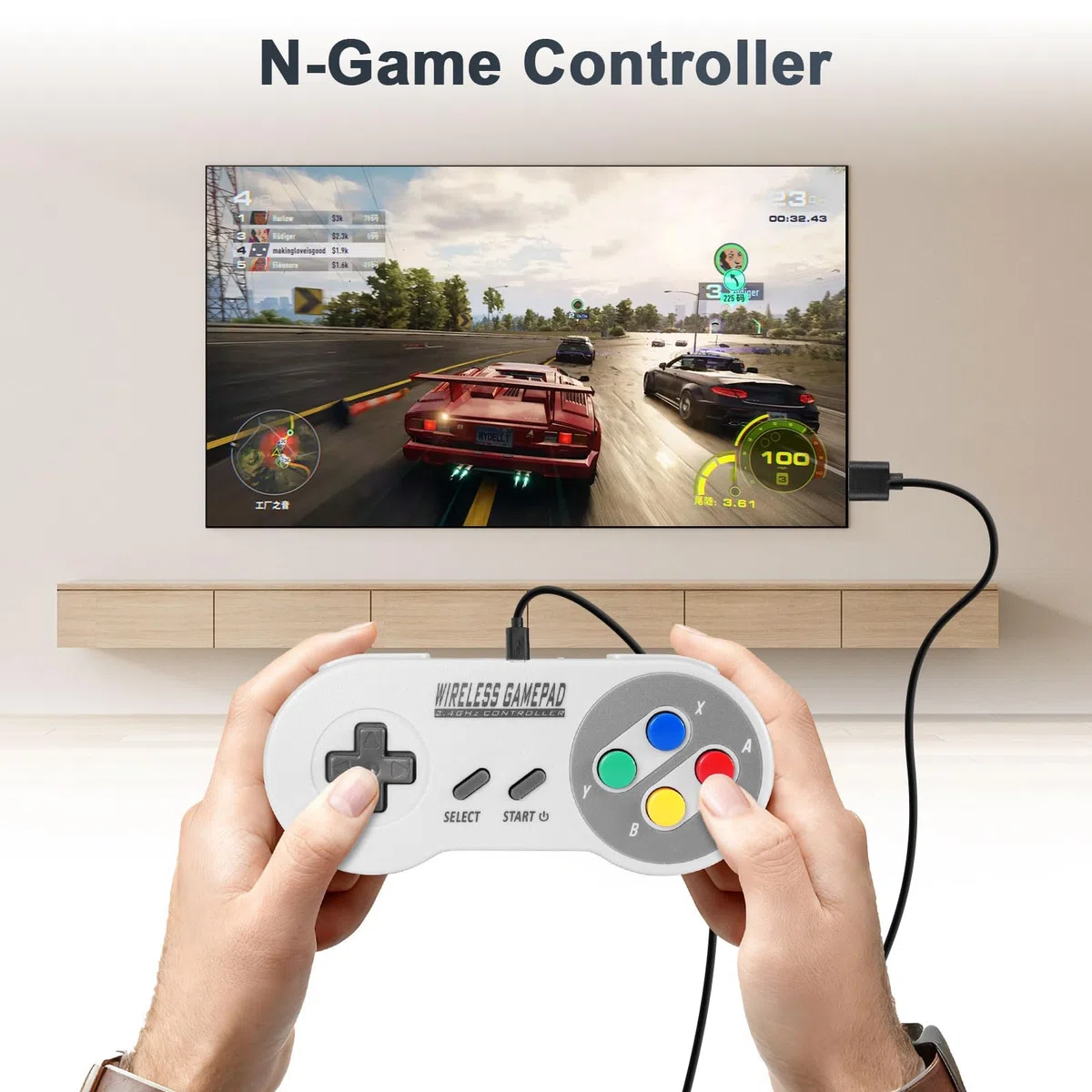 Binghe Controller SNES Wireless, SNES Game Controller Classic Mini Edition con Ricevitore SNES e Ricevitore USB 2.4GHz Compatibile con Switch/Switch OLED/Windows PC/MAC OS/Raspberry Pi(2 pezzi)