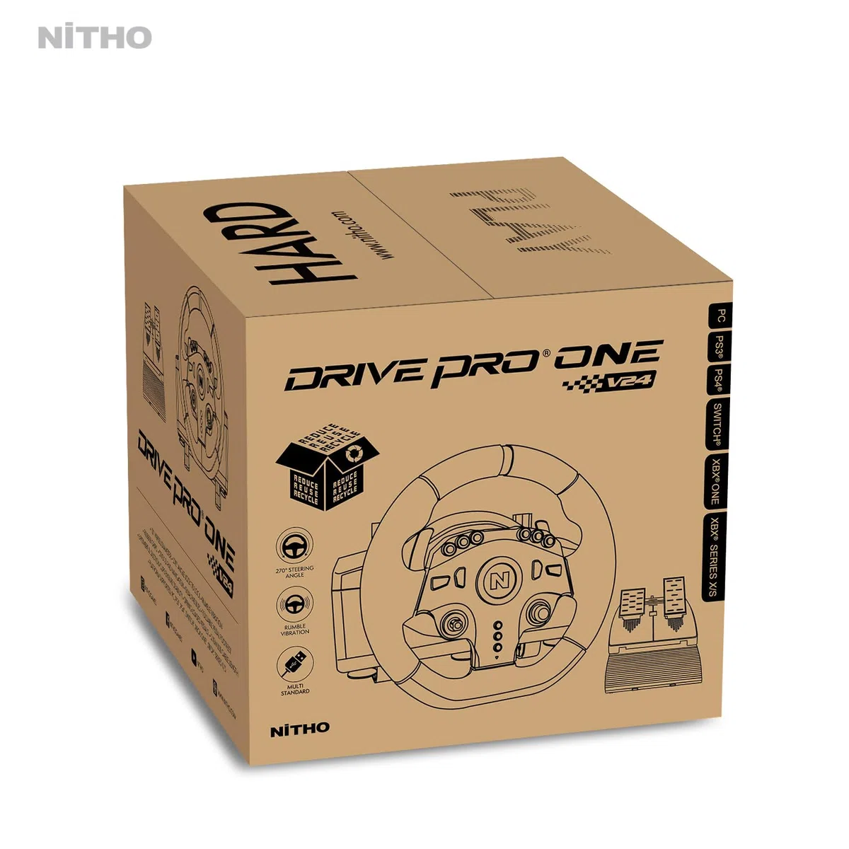 NITHO Drive Pro ONE V24 Volante da Corsa con Pedali 270° per PC, PS4, Xbox One, Xbox Series X|S, Switch Simulatore di Guida