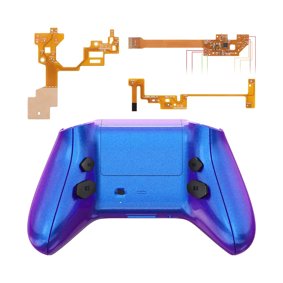 eXtremeRate HOPE Remap Kit Programmabile per Xbox Series X S Controller Scheda&Cover Posteriore&Grip&Tasti Posteriori per Xbox Core Joystick(Model 1914)-Camaleonte Viola Blu