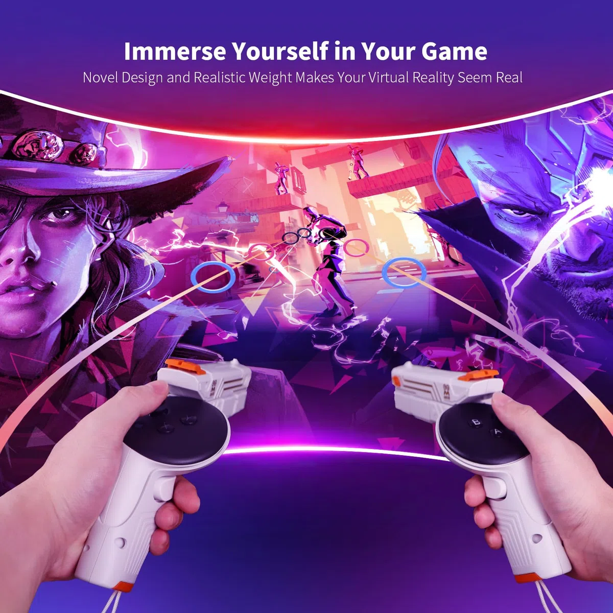 AMVR VR Attacco G-un stick compatibile con Meta Oculus Quest 3 impugnatura ponderata P-istoI per FPS