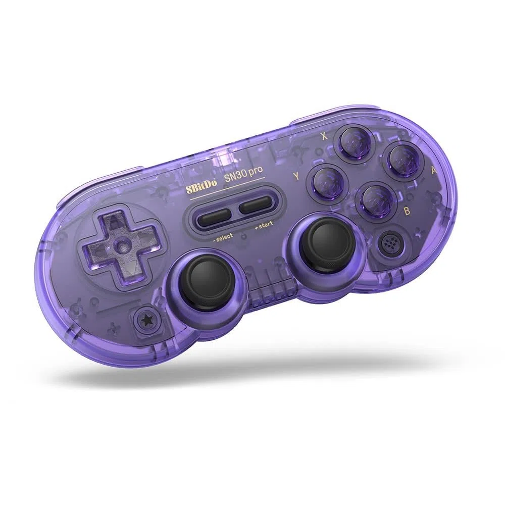 8Bitdo Controller di Gioco Bluetooth SN30 PRO Compatibile con Switch PC, Aggiornamento Joystick Effetto Hall, Gamepad Wireless per PC, Windows, Android, macOS, Steam, Raspberry Pi (Viola Trasparente)