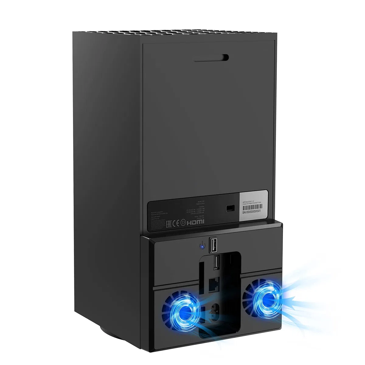 FASTSNAIL Ventola di raffreddamento per console Xbox Series X, dispositivo di raffreddamento USB con 1 hub USB, doppia ventola di raffreddamento posteriore per Xbox Series X