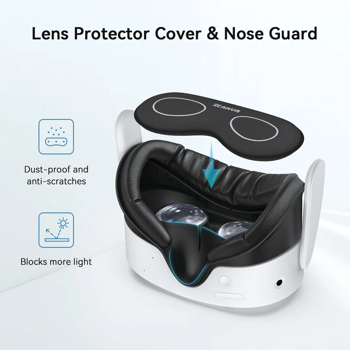 AMVR Facial Interface Face Pad Cover compatibile con Meta Quest 3S, cuscino facciale in PU e cotone traspirante Ice Silk