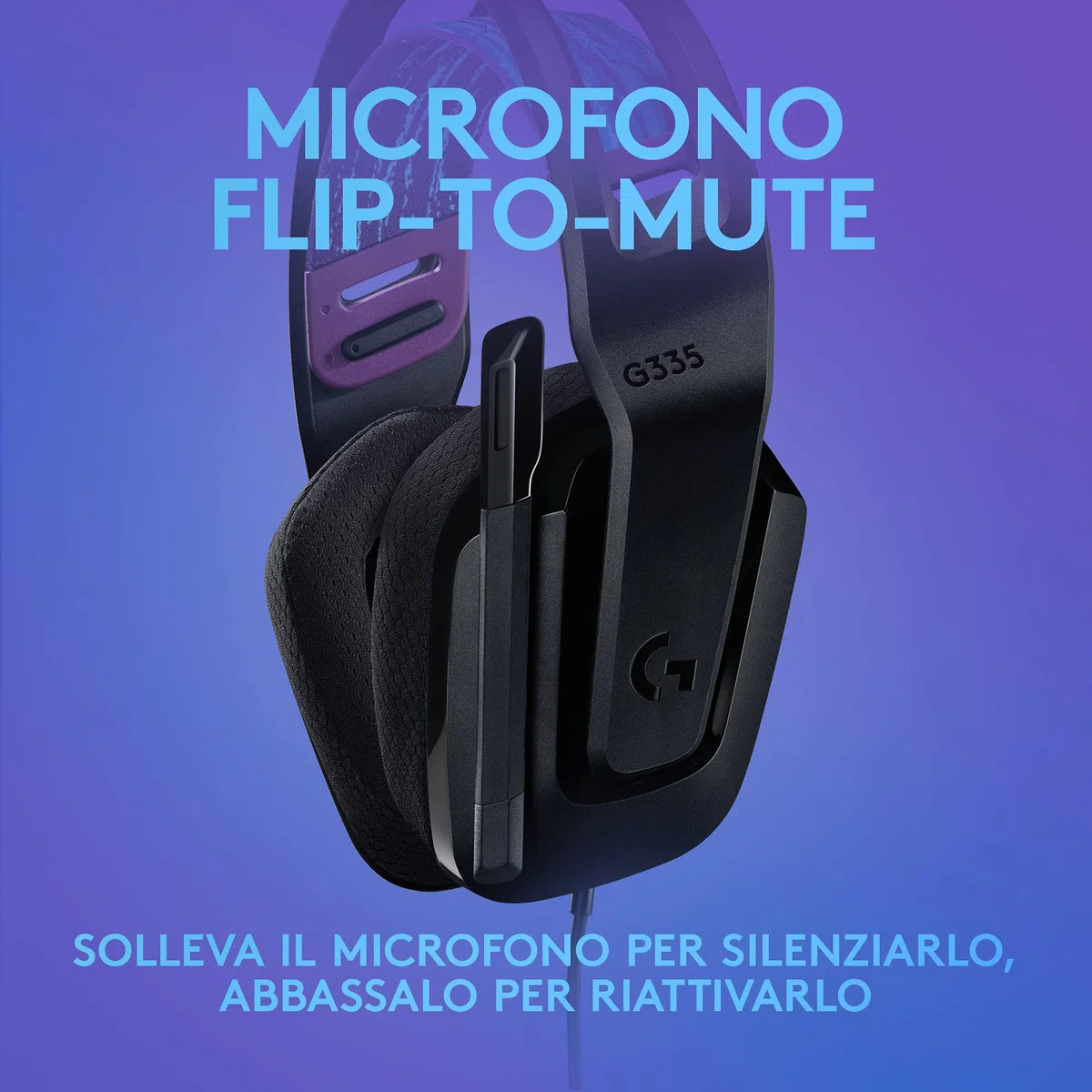 Logitech G G335 Cuffia Gaming Cablata con Microfono Flip-to-Mute, Jack 3,5 mm, Memory Foam, Leggera, Compatibile PC, PS, Xbox, Nintendo Switch - Nero