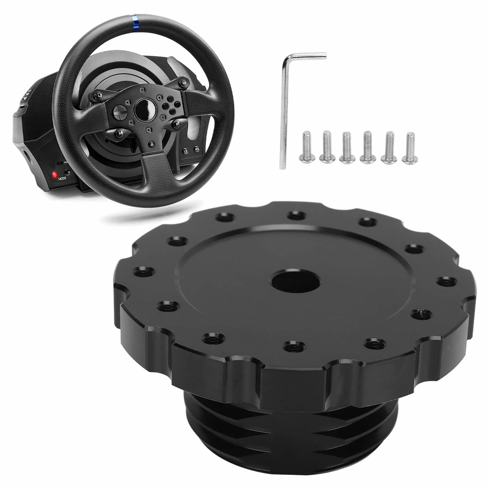 TKSE Adattatore Per Volante Racing Sostituzione Precisa Nera Per Thrustmaster T300 T500 PCD 73mm