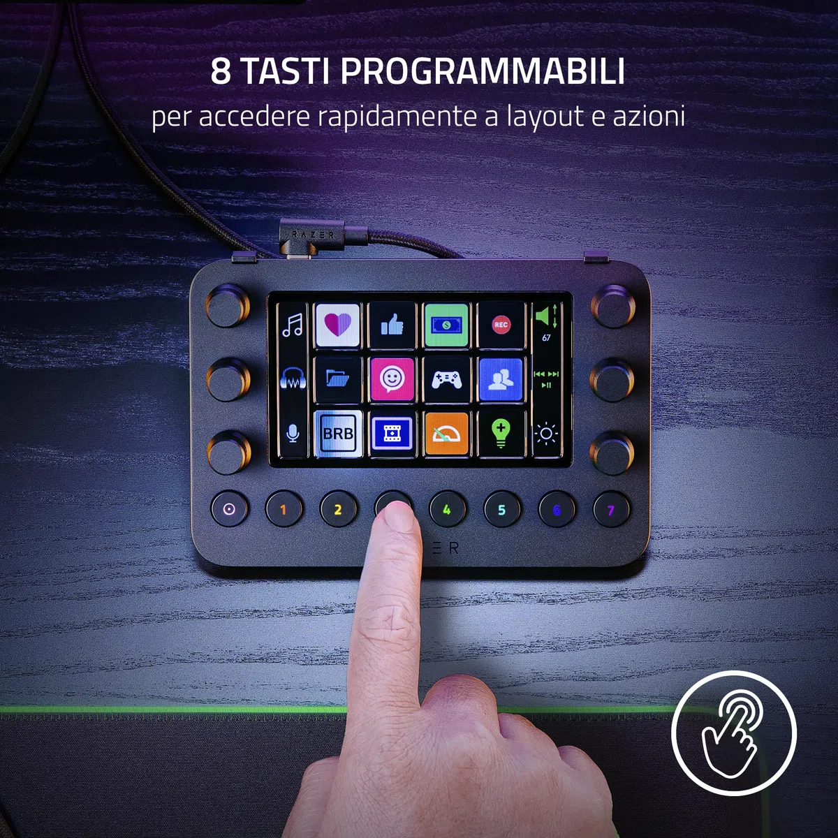 Razer Stream Controller - Tastiera All-in-One per lo Streaming e la Creazione di Contenuti (12 Tasti Aptici Commutabili, 6 Quadranti Analogici Tattili, 8 Pulsanti Programmabili) Nero