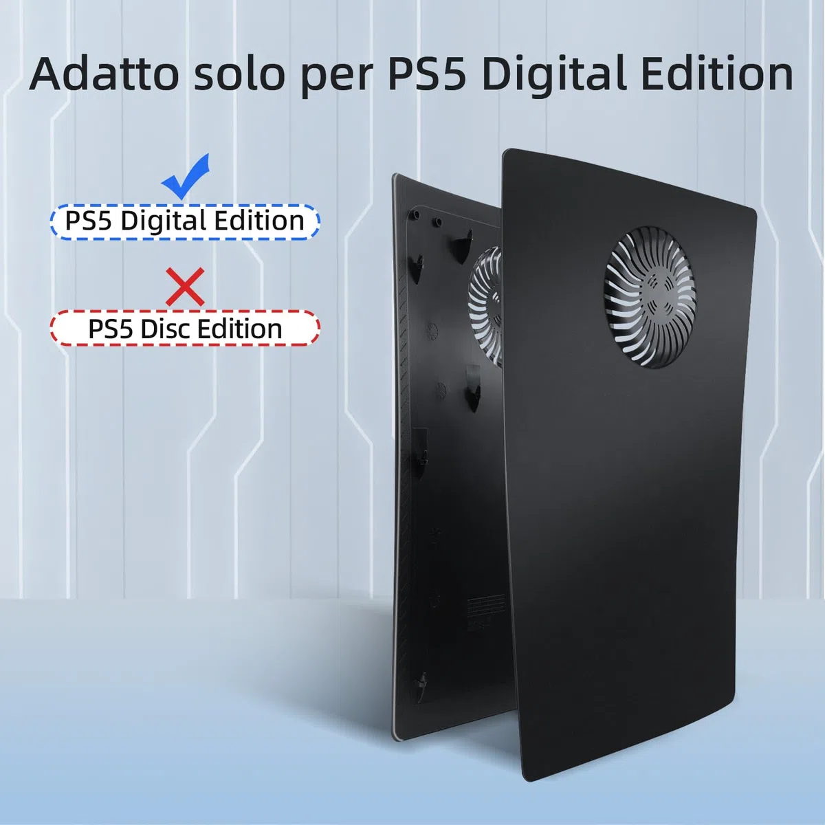 Mcbazel PS5 Placche con Prese d'aria di Raffreddamento per Playstation 5 Digital Edition, Piastre Laterali di Ricambio Piastra Frontale di Copertura per PS5 Digitale (Non per PS5 Slim)