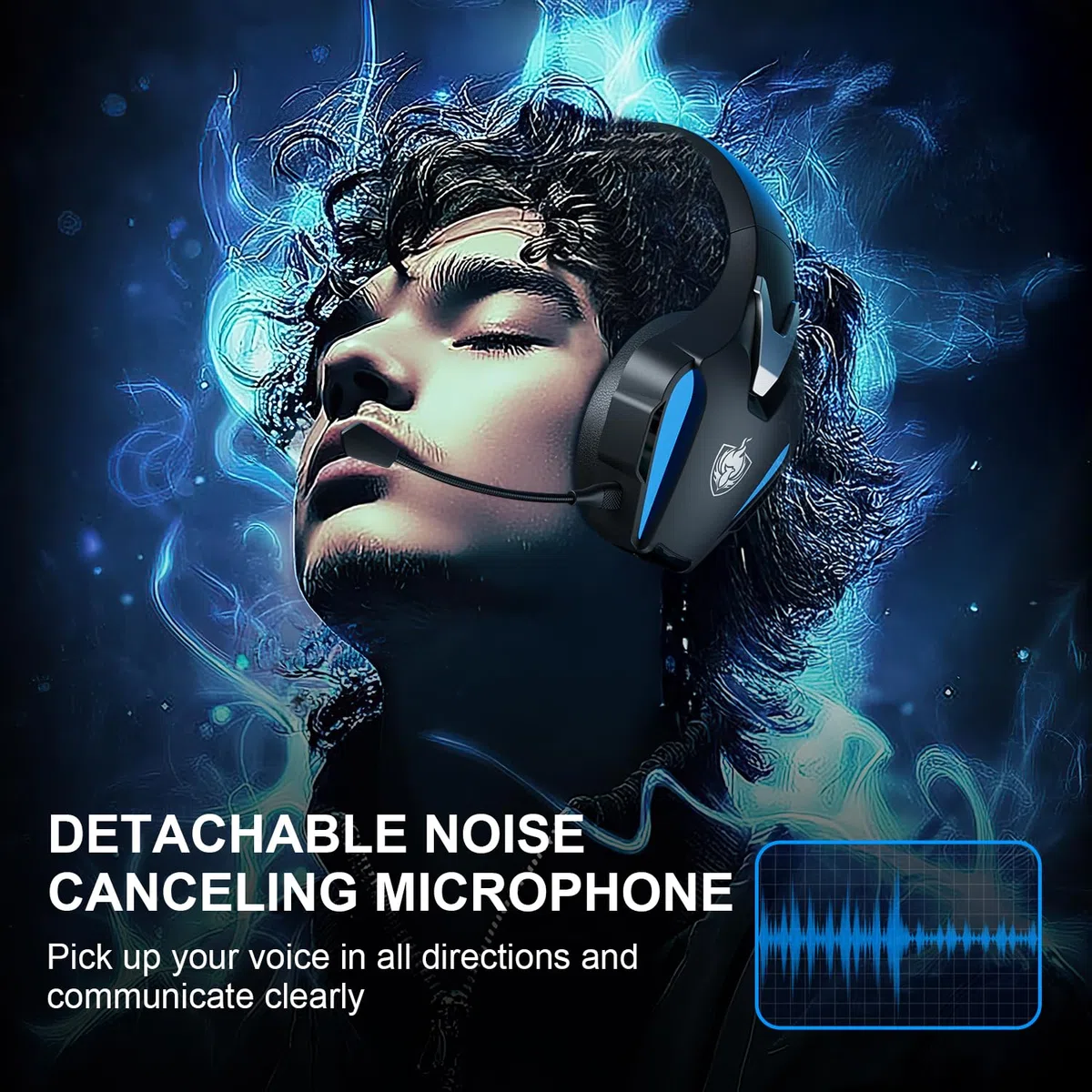 PHOINIKAS Cuffie Gaming Wireless, 2.4GHz Cuffie PS4 Wireless, Dongle USB per PS4/PS5/PC/Switch, Stereo 7.1, Microfono Staccabile con Cancellazione del Rumore, Luci a LED