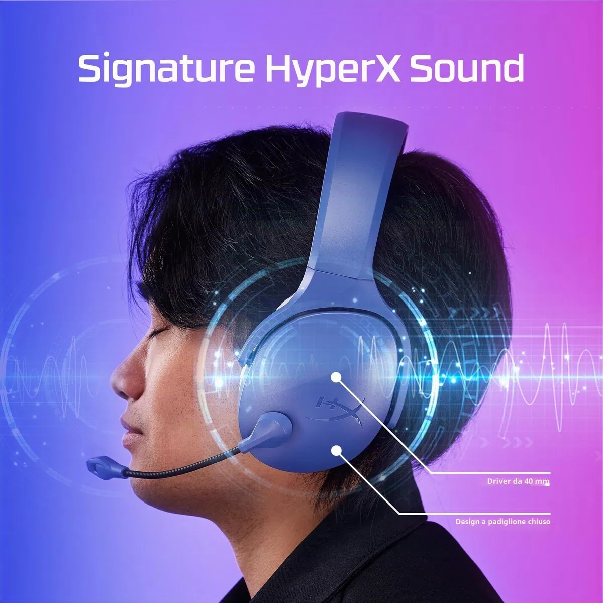 HyperX Cloud Jet Cuffie da Gioco Dual Wireless 2,4 GHz Bluetooth PC Mac PS5 PS4 40mm Driver 25 Ore Batteria Microfono Girevole Mute Design Leggero Nero