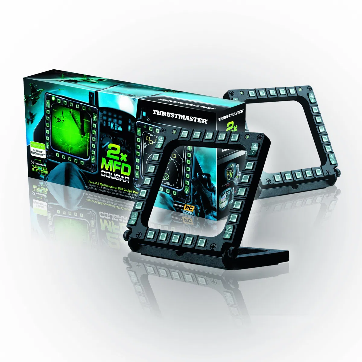 Thrustmaster MFD Cougar Set – Set di 2 Pannelli Cockpit per Simulatori di Volo, Tasti Programmabili e Display Multifunzionali per PC, Perfetto per Appassionati e Professionisti