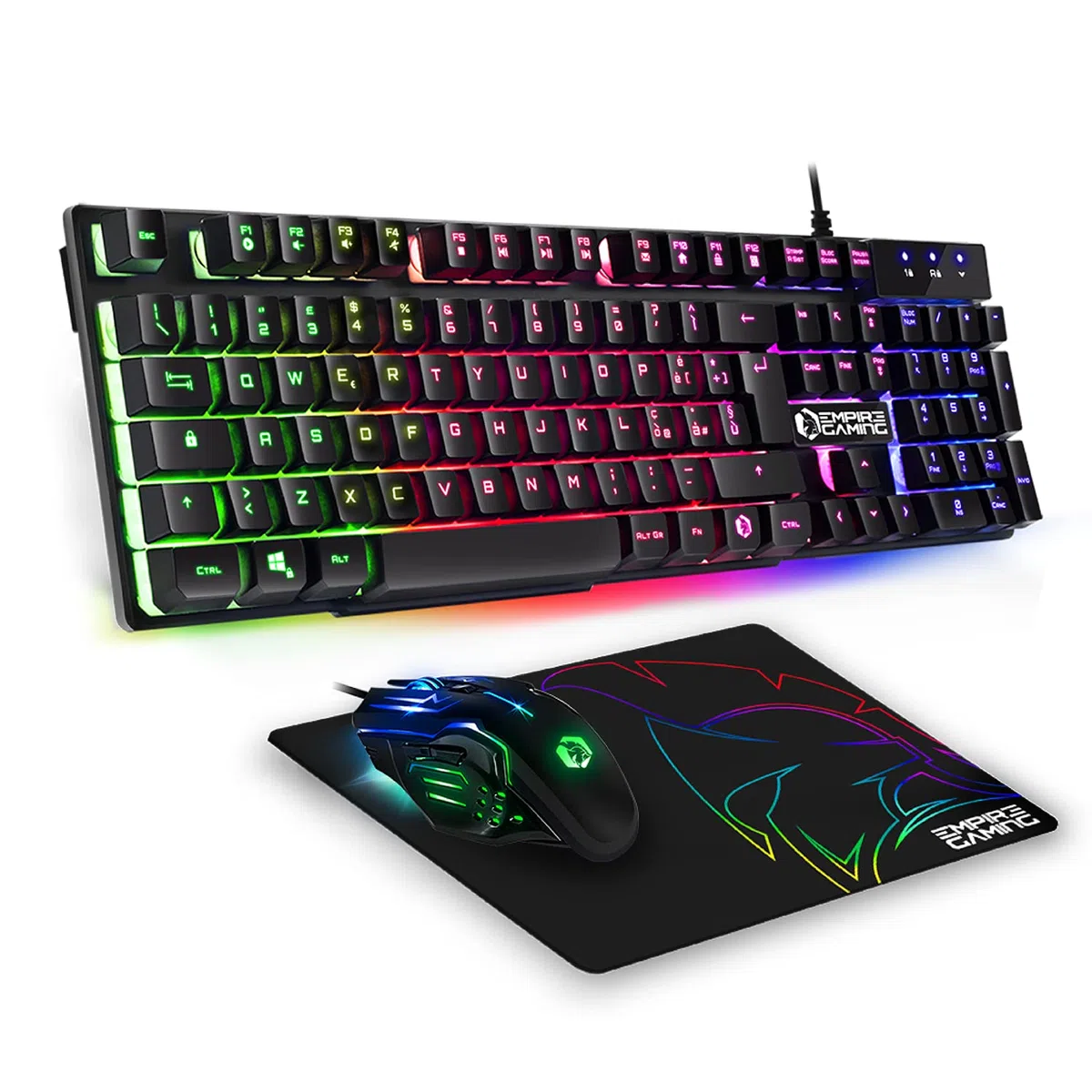 Tastiera Gaming EMPIRE GAMING Kit MK800 Cablata QWERTY Italiana Layout RGB 105 Tasti Anti-Ghosting + Mouse Gamer 2400 DPI PC PS4 PS5 Xbox One Series Mac