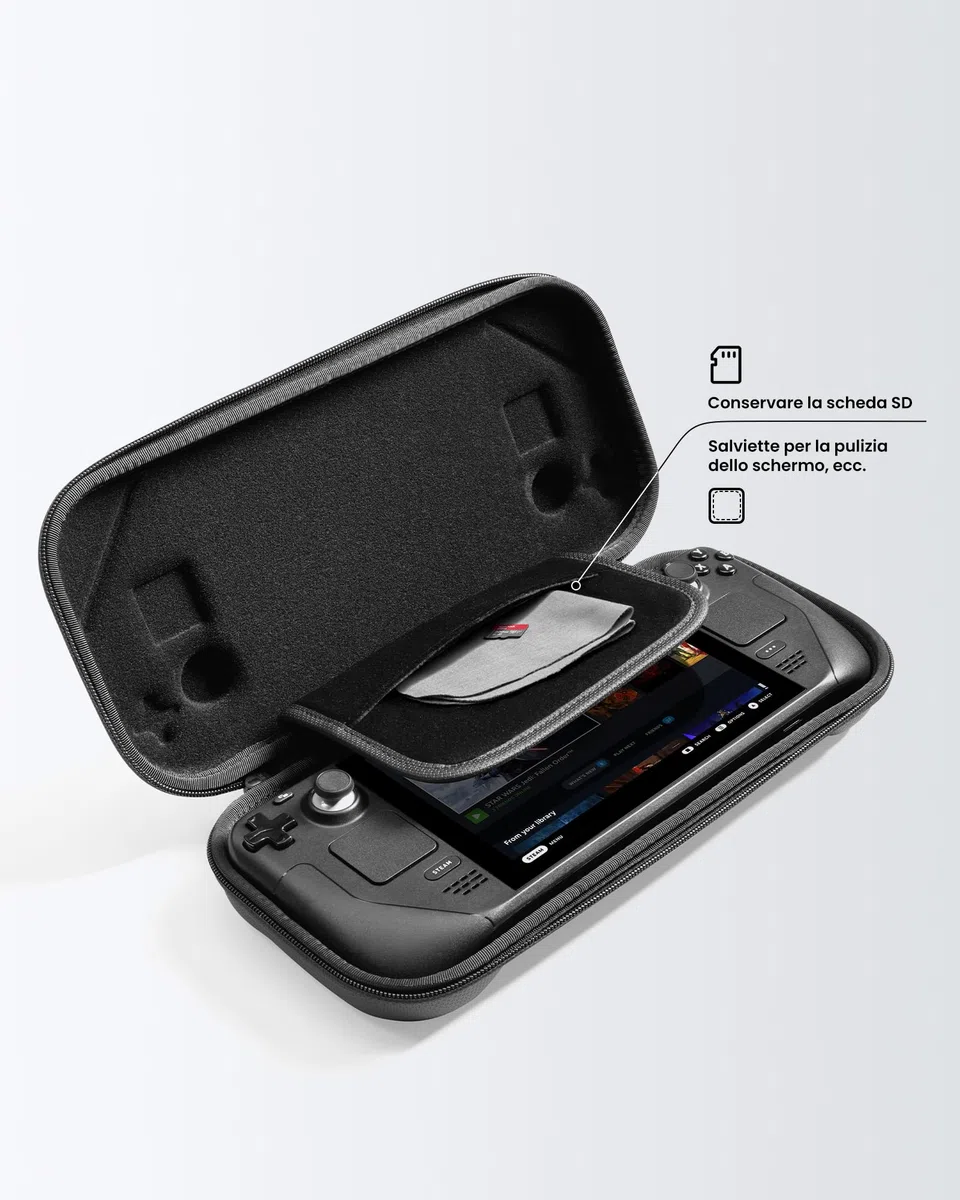 tomtoc Custodia Compatibile con Steam Deck/Steam Deck OLED, Custodia a Guscio Rigido in Filz a Protezione Totale per Console e Accessori Steam Deck, Resistente Agli Urti, per Viaggi o Regali Natale