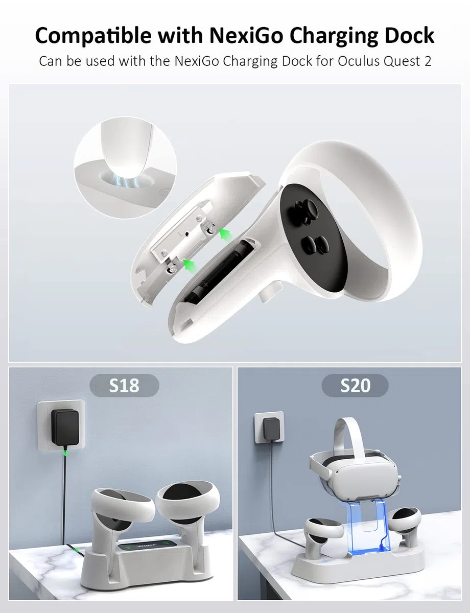 NexiGo Batterie Ricaricabili AA 1850 mAh Confezione da 2 per Oculus Quest 2