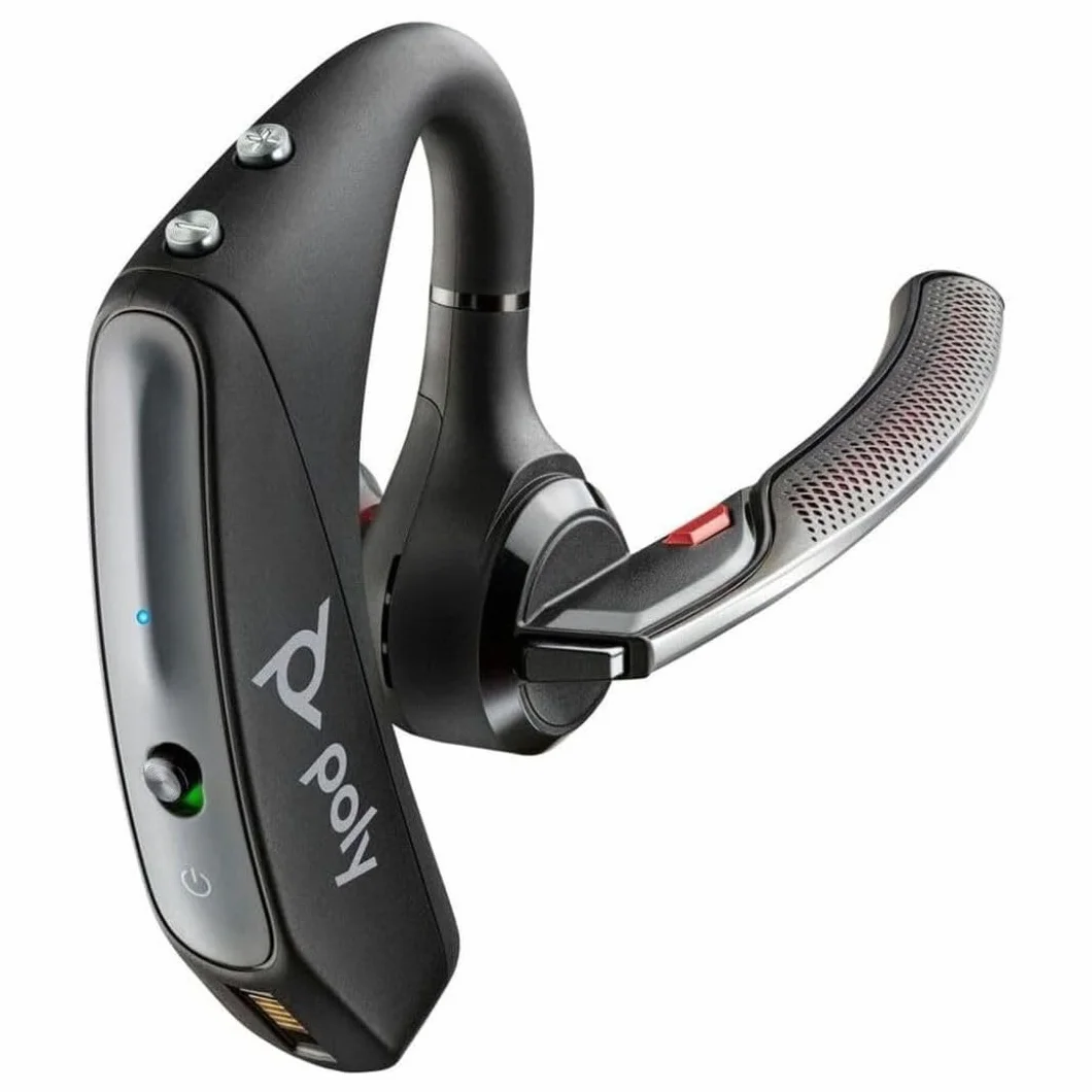 Plantronics Voyager 5200 UC Wireless Headset & Charging Case (Poly), Bluetooth Headset a orecchio singolo con microfono a cancellazione di rumore, Collegamento a cellulare/PC tramite Bluetooth