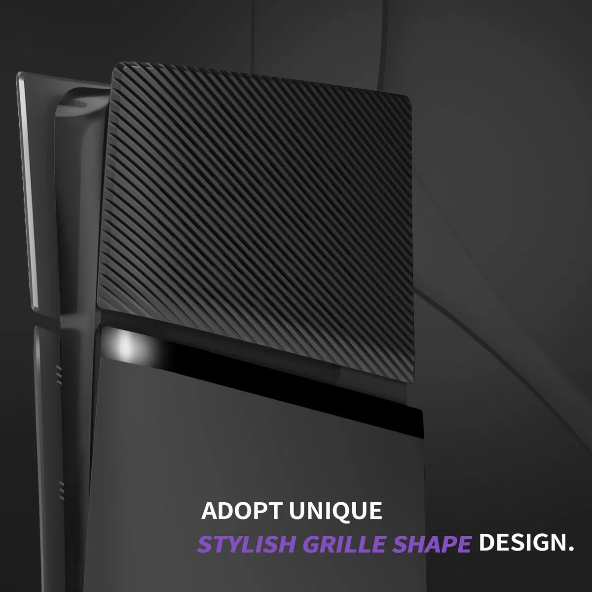 eXtremeRate eXcover Copertura Ricambio Compatibile con ps5 Slim Console Digital Edition, Cover Coperchio Custodia Placca Shell Ventilata per ps5 Slim Digitale Console, Nero