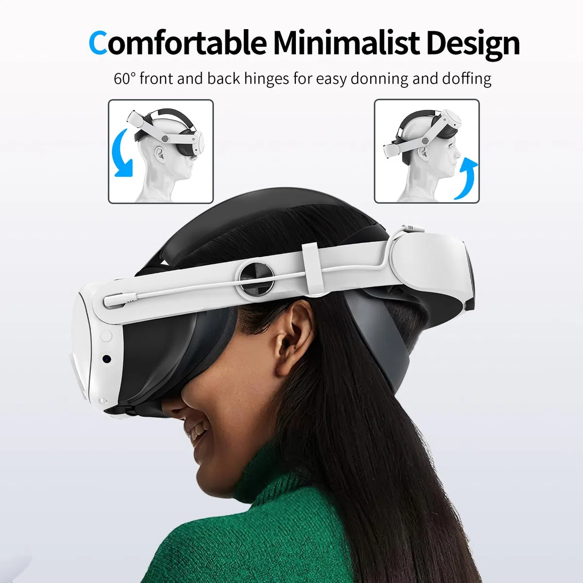 EVARY Elite - Cinghia per la testa per Meta Quest 3, batteria da 10000 mAh, accessori per realtà virtuale, durata 3-5 ore, ricarica rapida, fascia regolabile per il massimo comfort