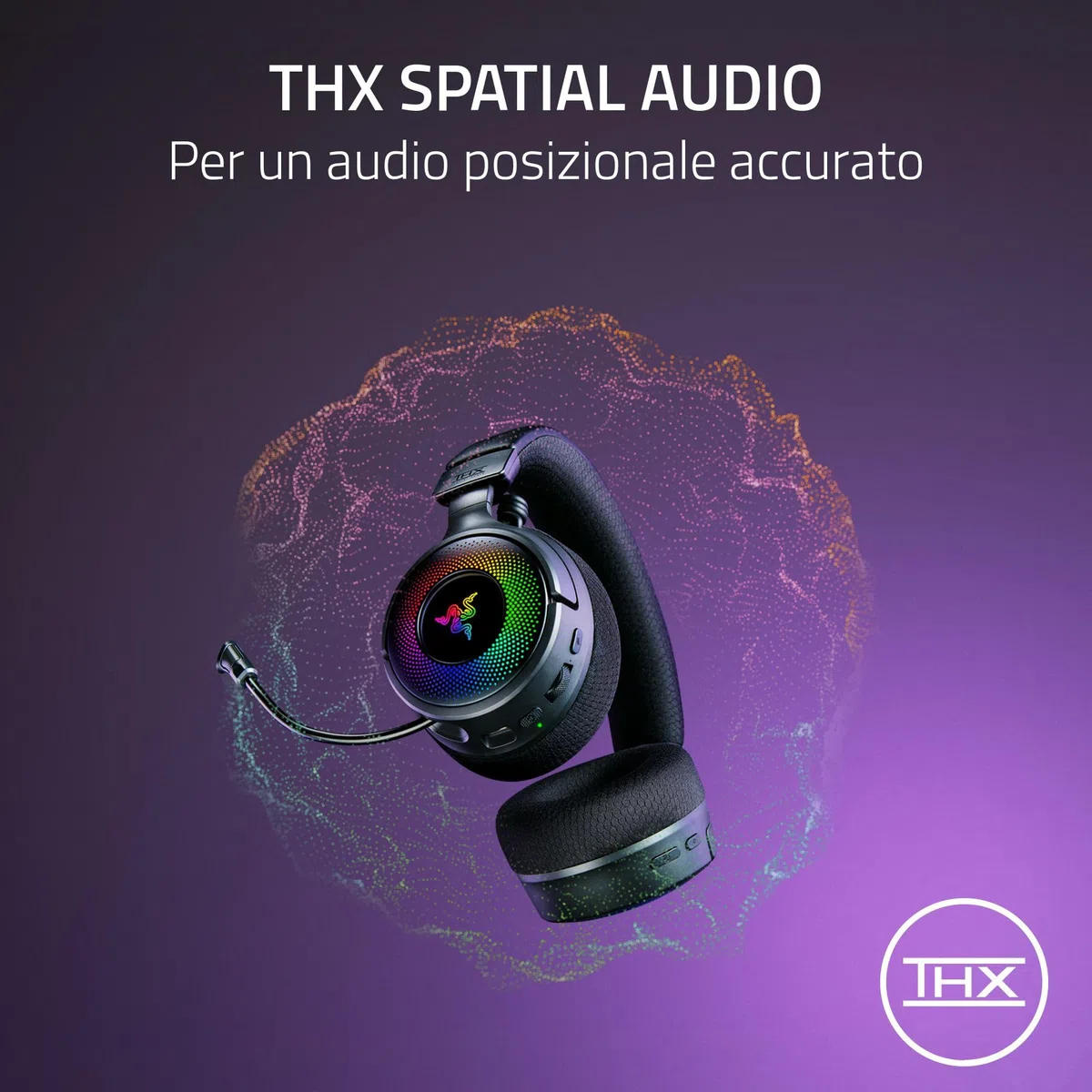 Razer Kraken V4 Cuffia da gioco wireless 40mm THX Spatial Audio RGB Nero