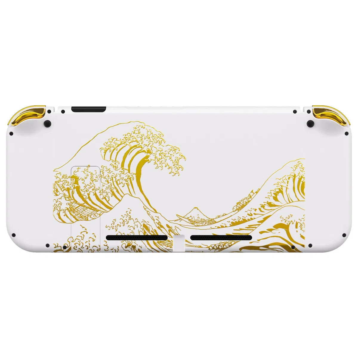eXtremeRate Cover per Nintendo Switch,Custodia Tasti Pulsanti Kit per Joycon,Scocca Shell Grip DIY Ricambio per Console,Senza Controller-Grande Onda d'Oro Bianca