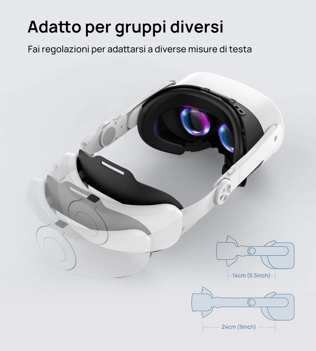 Cinturino Elite con Batteria 10000mAh per Meta Quest 3S/Quest 3/Quest 2, Regolazione Retrattile a Un Solo Pulsante